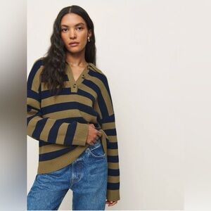 NWT Reformation Brooklin Cotton Polo Sweater